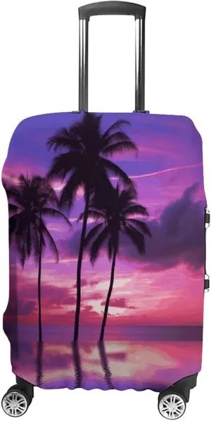 Suitcase Covers for Luggage Palm Tree Purple Sunset Fashion Luggage Cover Washable Protector Waterproof Suitcase Cover Anti-scratch Travel Suitcases Covers Case for 19-32 Inch Luggages XL
