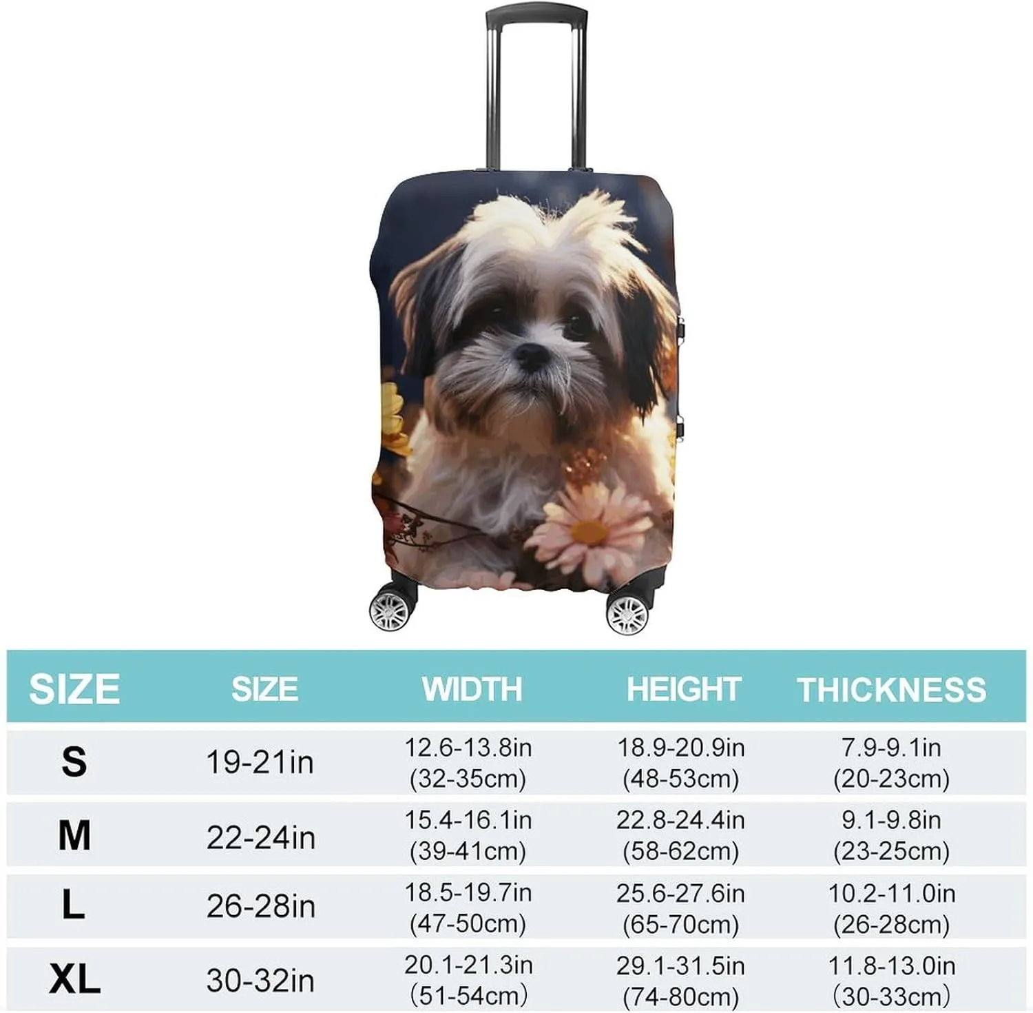 Suitcase Covers for Luggage Shih Tzu Dog And Flowers Fashion Luggage Cover Washable Protector Waterproof Suitcase Cover Anti-scratch Travel Suitcases Covers Case for 19-32 Inch Luggages XL
