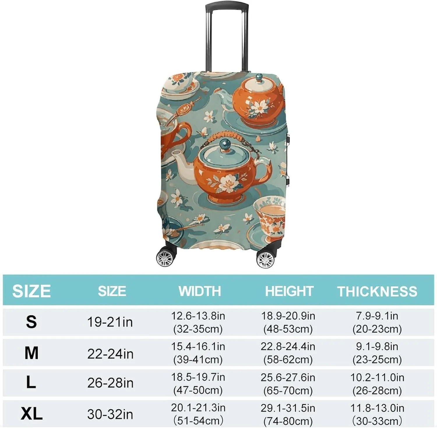 Suitcase Covers for Luggage Teapot And Mug Fashion Luggage Cover Washable Protector Waterproof Suitcase Cover Anti-scratch Travel Suitcases Covers Case for 19-32 Inch Luggages XL