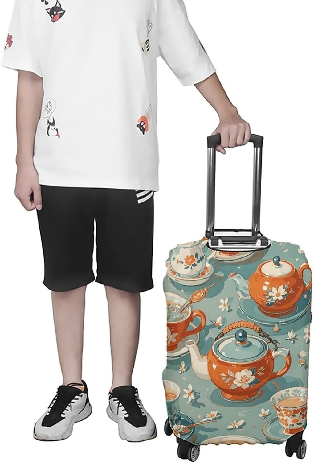 Suitcase Covers for Luggage Teapot And Mug Fashion Luggage Cover Washable Protector Waterproof Suitcase Cover Anti-scratch Travel Suitcases Covers Case for 19-32 Inch Luggages XL