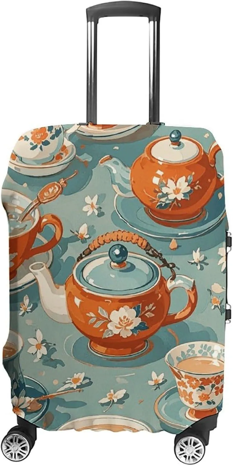 Suitcase Covers for Luggage Teapot And Mug Fashion Luggage Cover Washable Protector Waterproof Suitcase Cover Anti-scratch Travel Suitcases Covers Case for 19-32 Inch Luggages XL