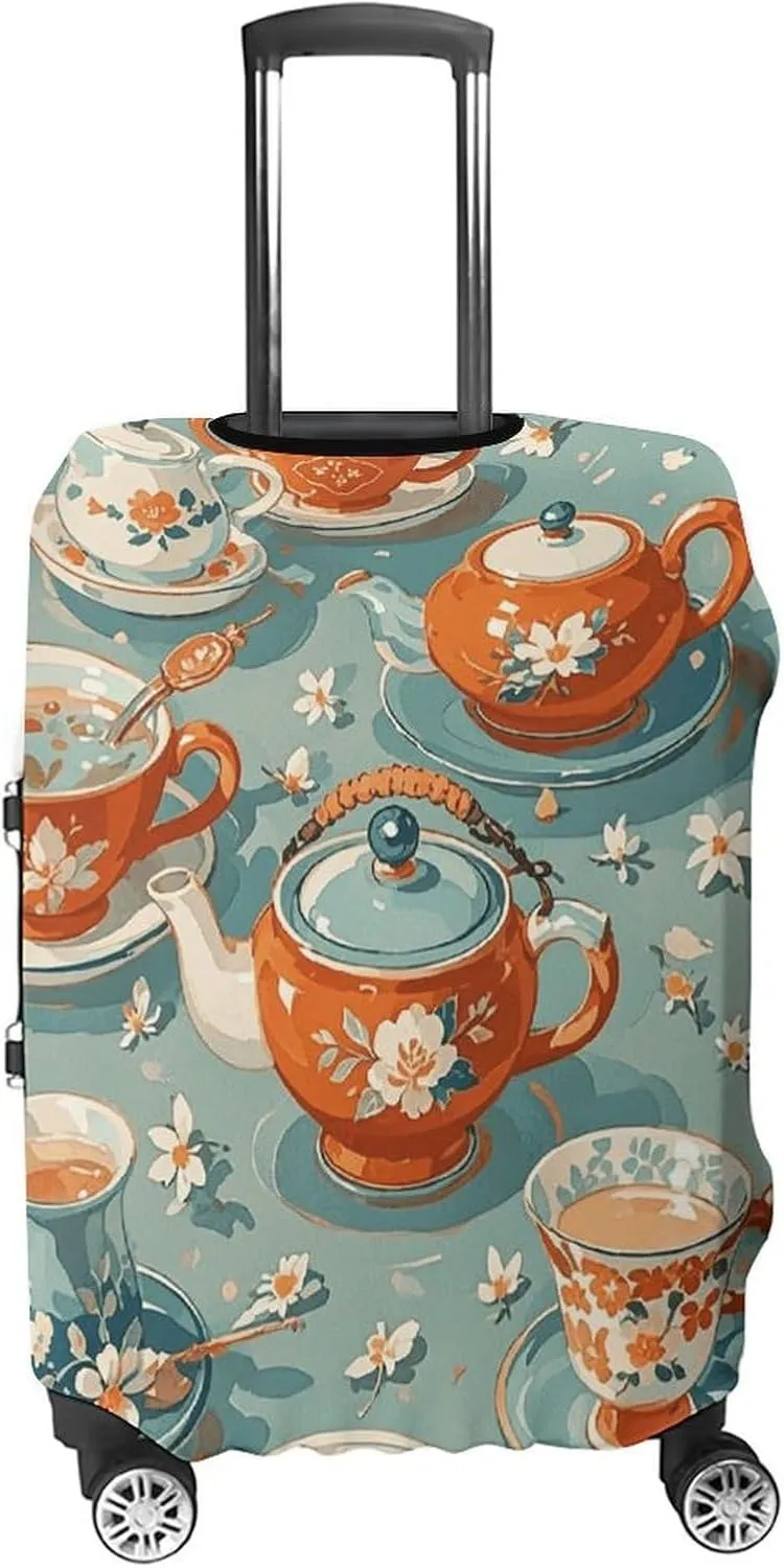 Suitcase Covers for Luggage Teapot And Mug Fashion Luggage Cover Washable Protector Waterproof Suitcase Cover Anti-scratch Travel Suitcases Covers Case for 19-32 Inch Luggages XL