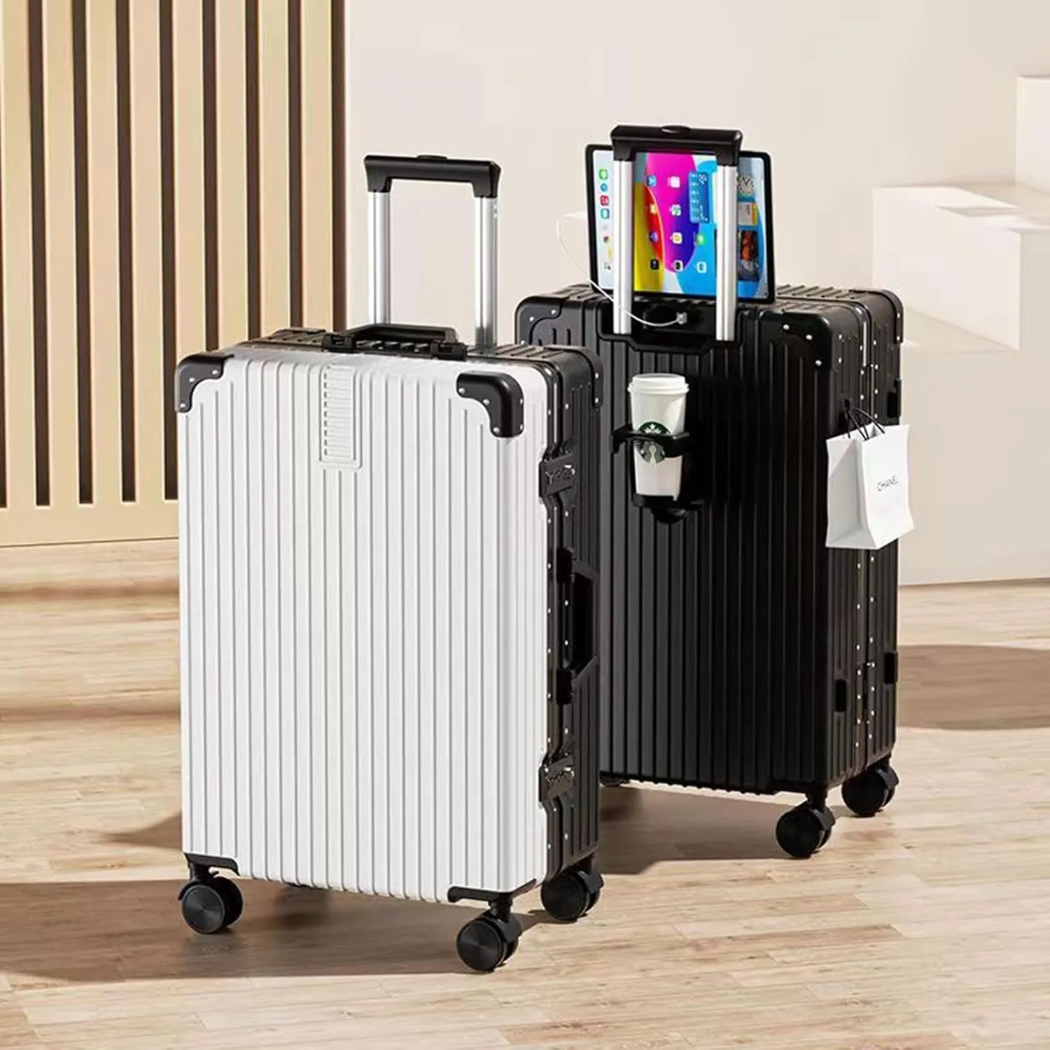 Suitcase With Laptop Compartment, Lightweight Trolley Case, Dustproof Waterproof, Equipped With An Anti-theft And Anti-picking Combination Lock (Color : 20 Rack, Size : Silver)