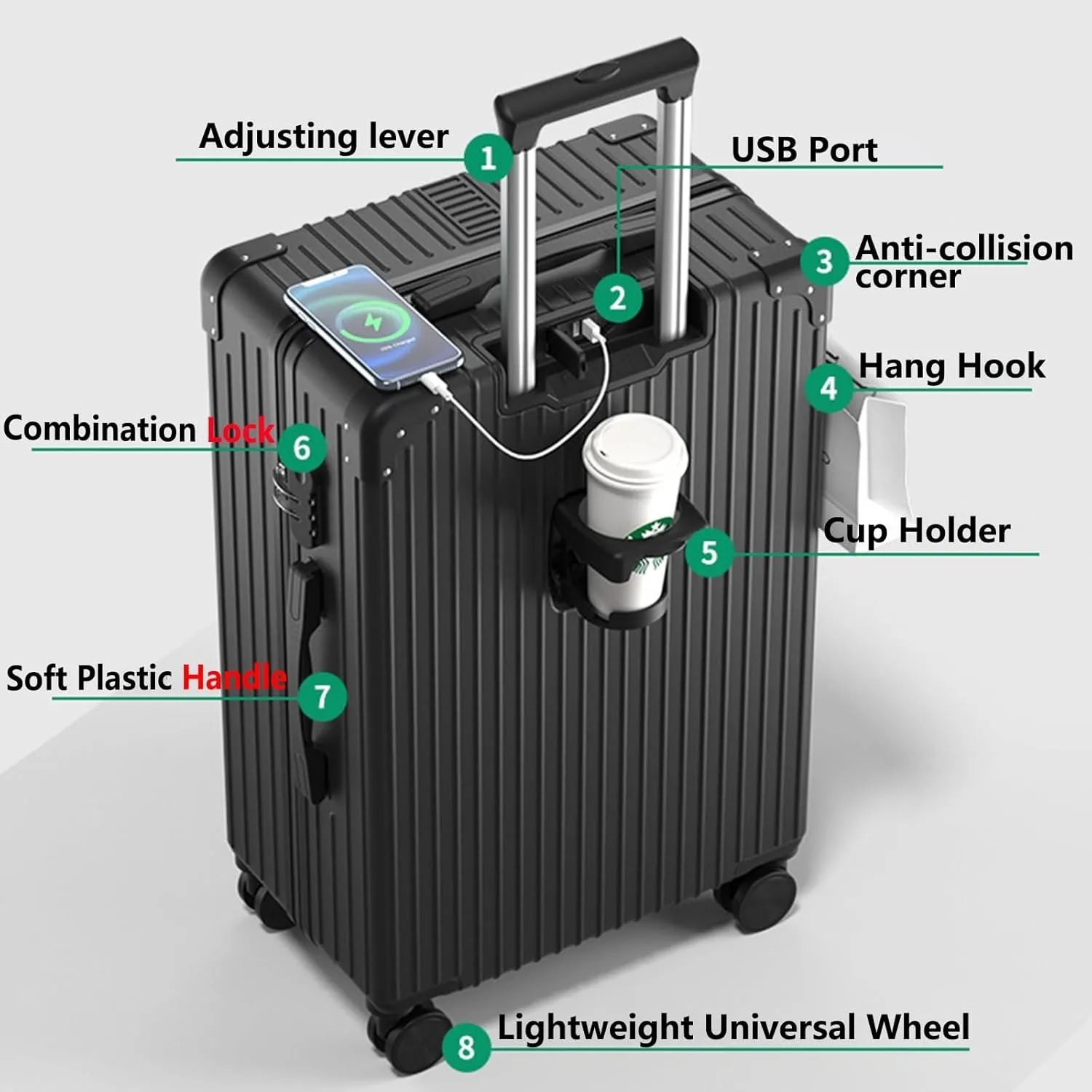 Suitcase With Laptop Compartment, Lightweight Trolley Case, Dustproof Waterproof, Equipped With An Anti-theft And Anti-picking Combination Lock (Color : 22, Size : Silver)