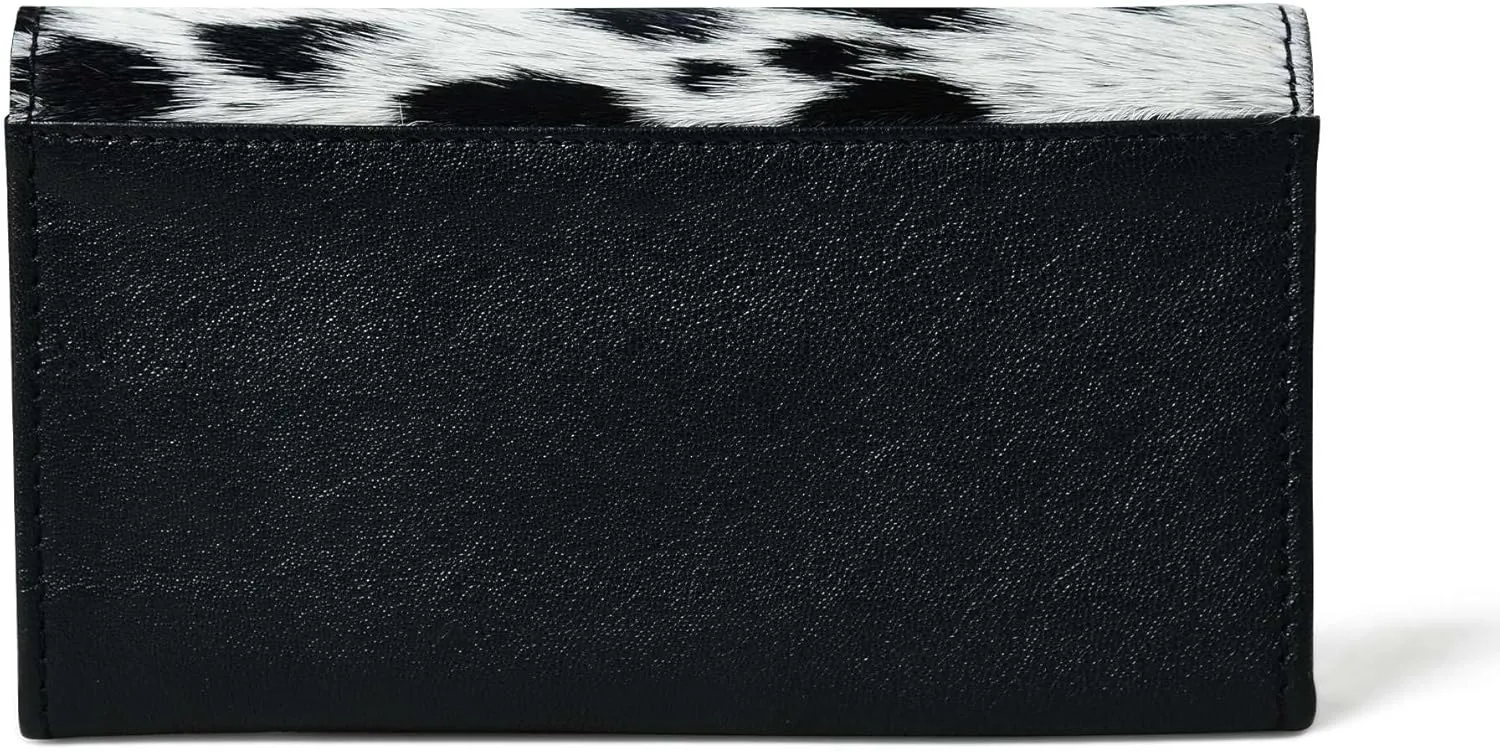 Sundown Stash Tooled Leather Cowhide Hair On Trifold Wallet for Women RFID Blocking Wallet