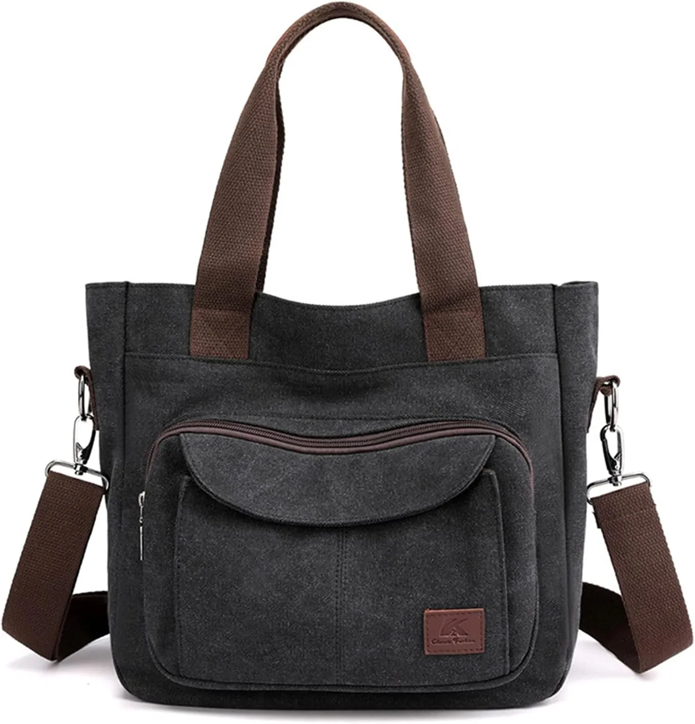 Sunshinejing Women's Canvas Tote Purse Shoulder Crossbody Bag Small Handbag Multi-pocket Top Handle Work Bags