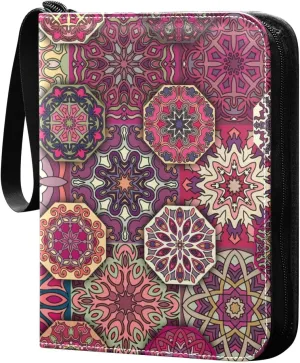 susiyo Colorful Vintage Floral and Mandala Card Binder 400 Pockets Cute Trading Football Collectible Card Albums