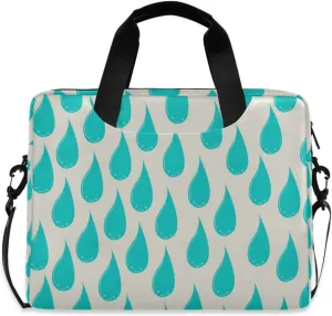 susiyo Cute Green Raindrops Laptop Shoulder Bag, Polyester Briefcase Sleeve Messenger Bag 16-Inch Laptop Case for Men Women Work Business Travel