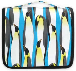 susiyo Emperor Penguins Bright Blue Travel Toiletry Bag for women, Portable Hanging Organizer for Full-Sized Shampoo, Conditioner, Brushes Set, Travel-Size
