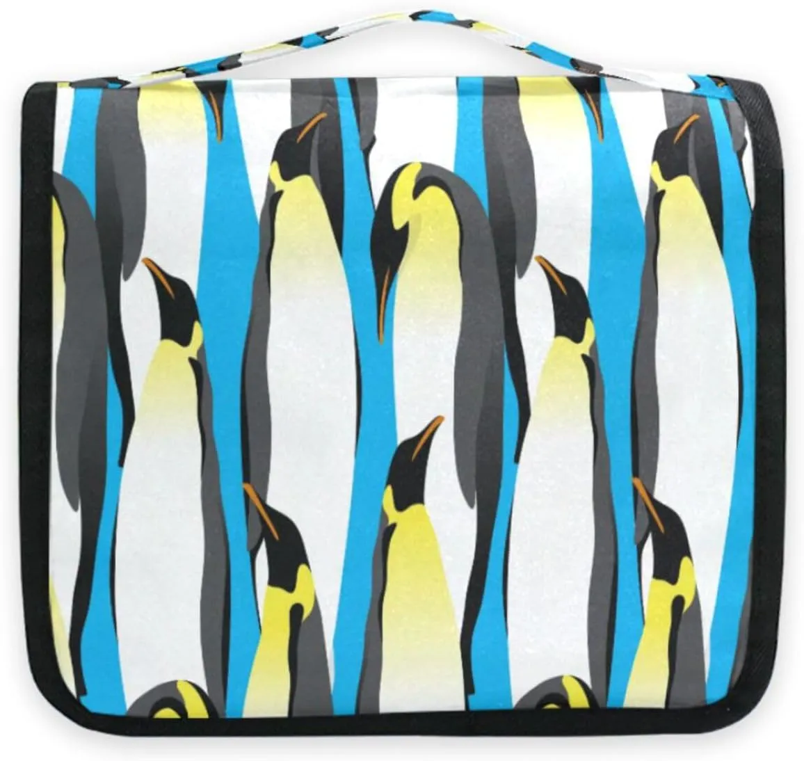 susiyo Emperor Penguins Bright Blue Travel Toiletry Bag for women, Portable Hanging Organizer for Full-Sized Shampoo, Conditioner, Brushes Set, Travel-Size