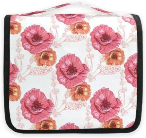 susiyo Flourish Poppies Red Hanging Toiletry Bag Toiletry Travel Organizer for Women Toiletries Portable Makeup Organizer Cosmetic Bag Pouch Bathroom Bags with Sturdy