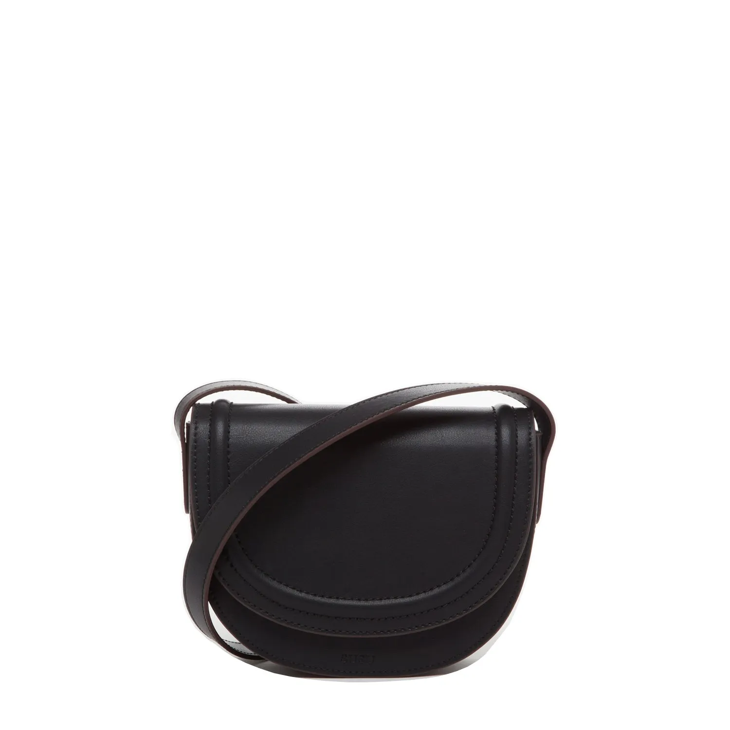 SUSU Leather Saddle Bag Black Crossbody Purse Women's Handbag