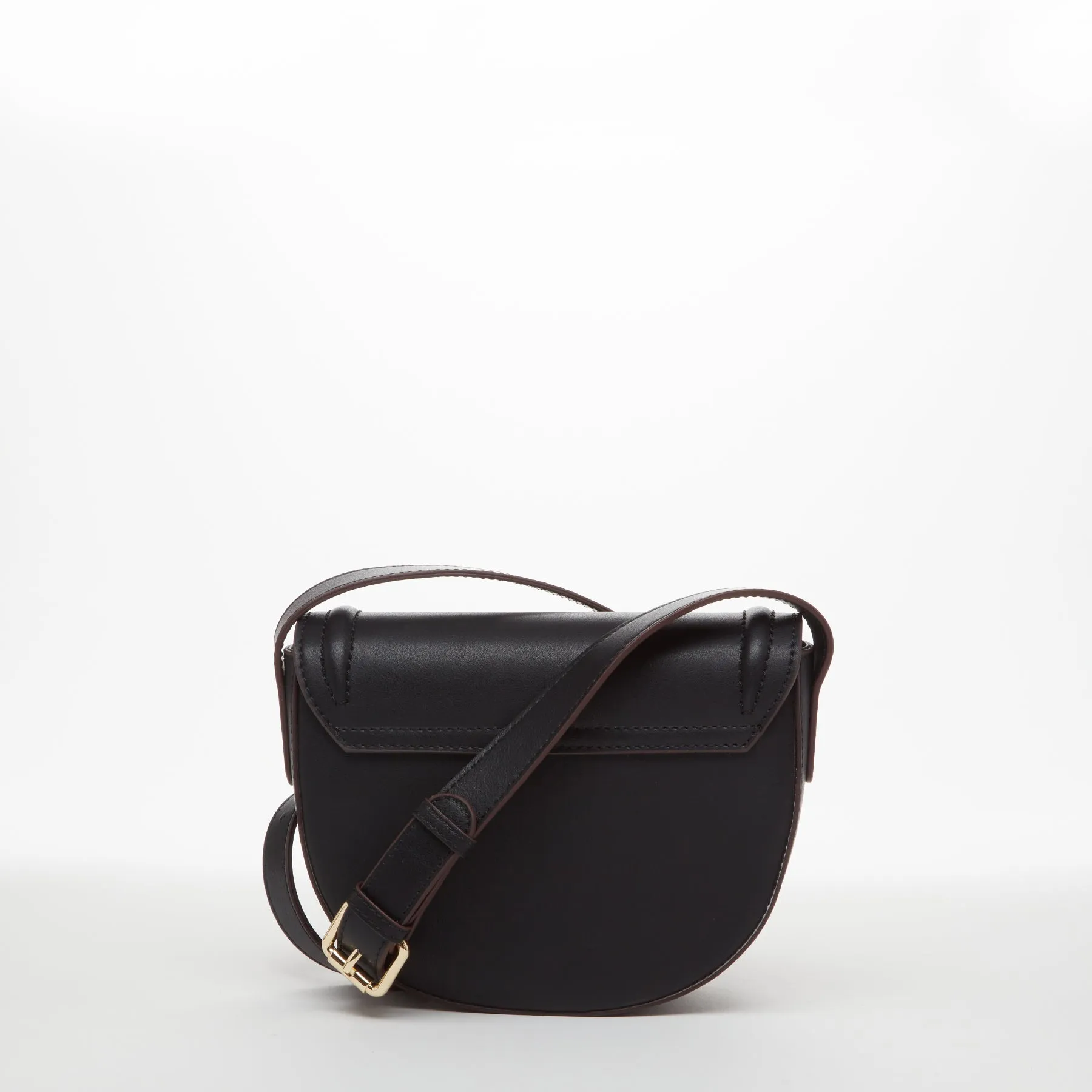 SUSU Leather Saddle Bag Black Crossbody Purse Women's Handbag