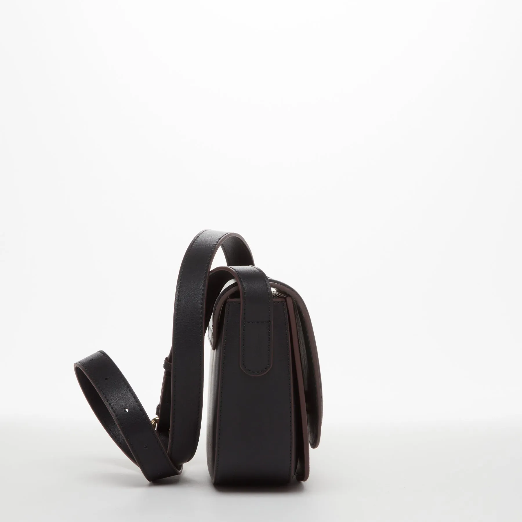 SUSU Leather Saddle Bag Black Crossbody Purse Women's Handbag