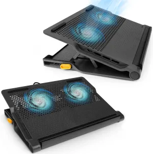Targus Laptop Cooling Pad for Laptops up to 17-inches, Dual High-Speed Fans Chill Mat   4-Port USB Hub Laptop Fan Cooling Pad for Work, USB Stand Cooling Pad for Gaming Laptop Cooling Fan (AWE81US)