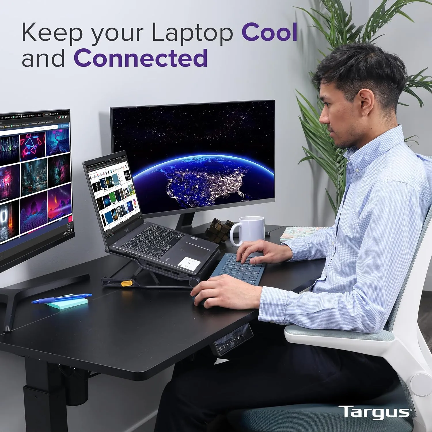Targus Laptop Cooling Pad for Laptops up to 17-inches, Dual High-Speed Fans Chill Mat   4-Port USB Hub Laptop Fan Cooling Pad for Work, USB Stand Cooling Pad for Gaming Laptop Cooling Fan (AWE81US)