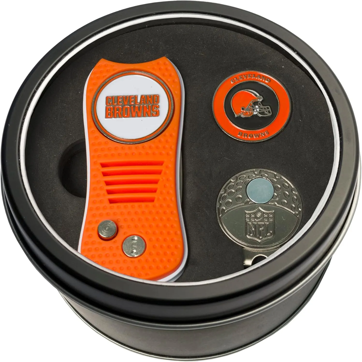 Team Golf NFL Gift Set Switchblade Divot Tool, Cap Clip, & 2 Double-Sided Enamel Ball Markers, Patented Design, Less Damage to Greens, Switchblade Mechanism
