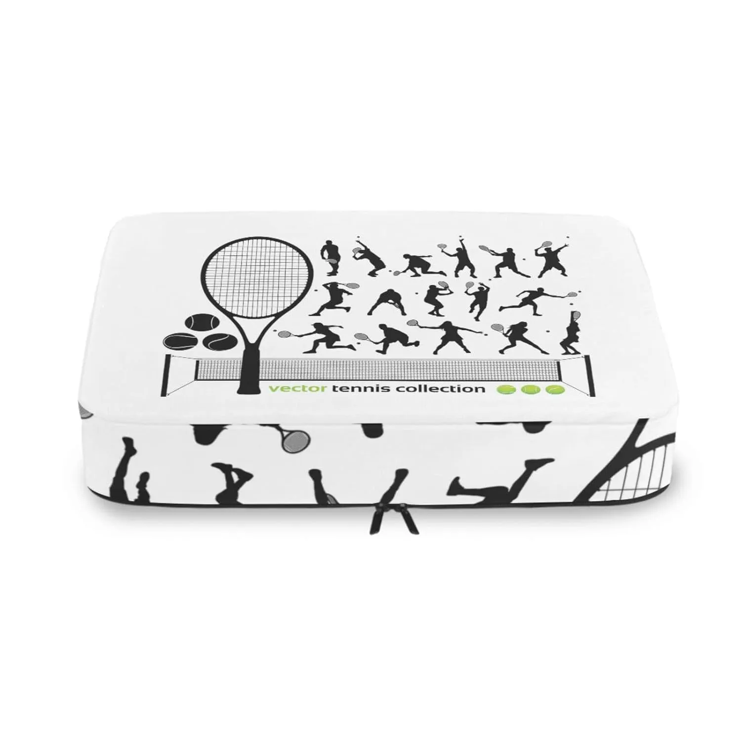 Tennis Player Silhouette Different Actions Tennis Racket Ball Field 4 Set Packing Cubes, Travel Packing Organizers, 600D Oxford Cloth Toiletry Storage Bag, Luggage Mesh Bags for Accessories