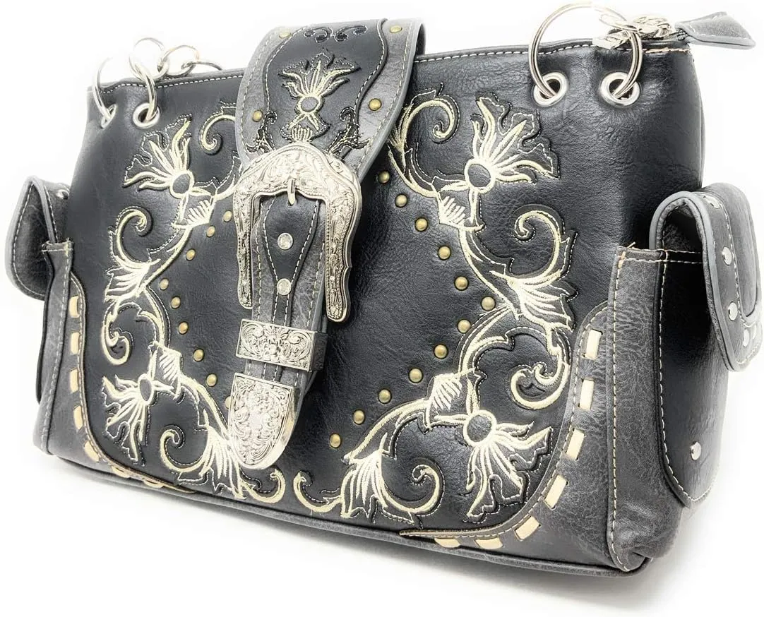 Texas West Premium Women's Rhinestone Buckle Handbag Wallet in 6 colors