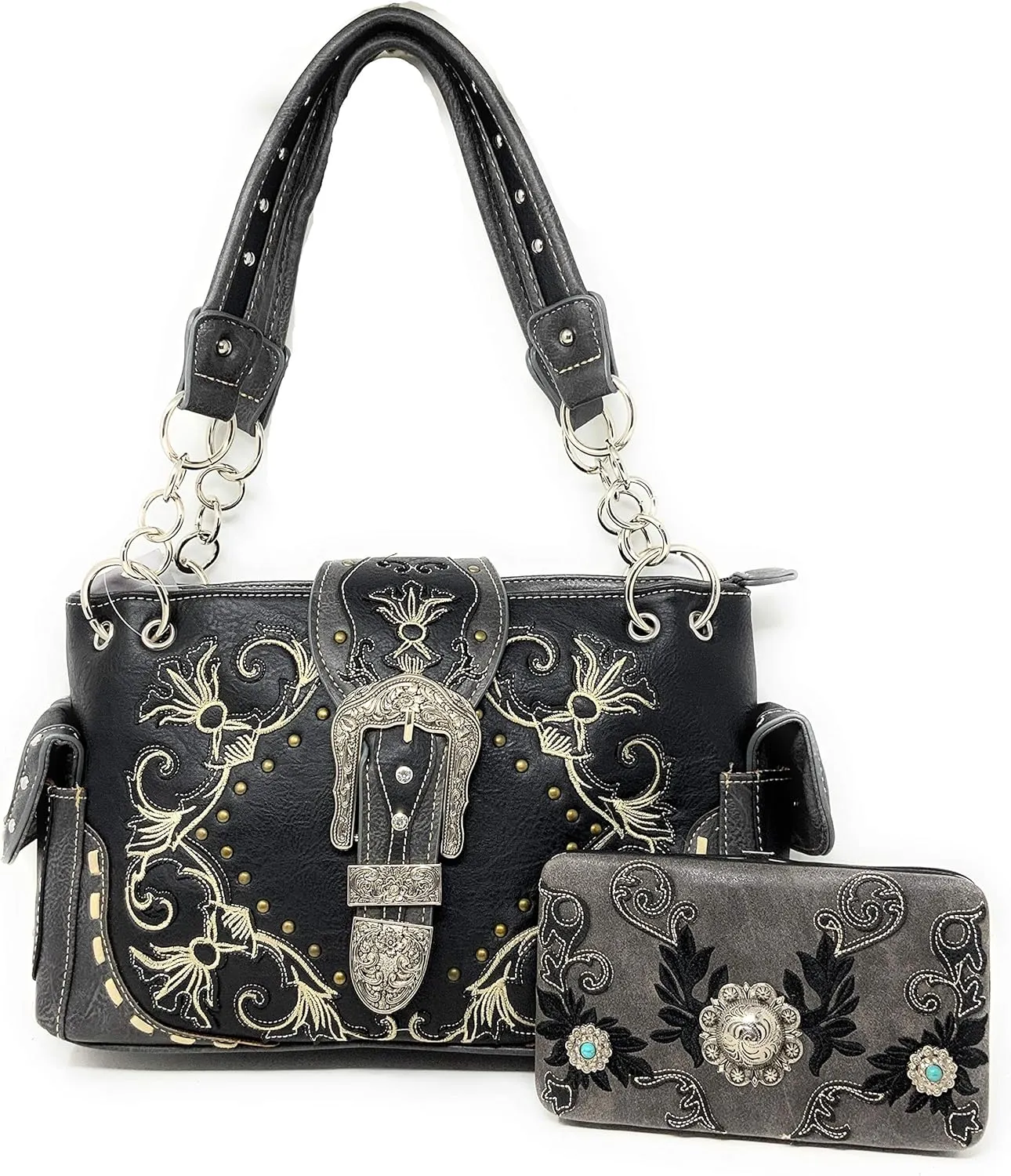 Texas West Premium Women's Rhinestone Buckle Handbag Wallet in 6 colors