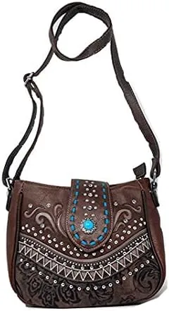 Texas West Western Style Rhinestone Concho Buckle Concealed Carry Purse Women Shoulder Bag in 5 colors