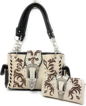 Texas West Women's Buckle Embroidery Shoulder Handbag Wallet in Multi-Color
