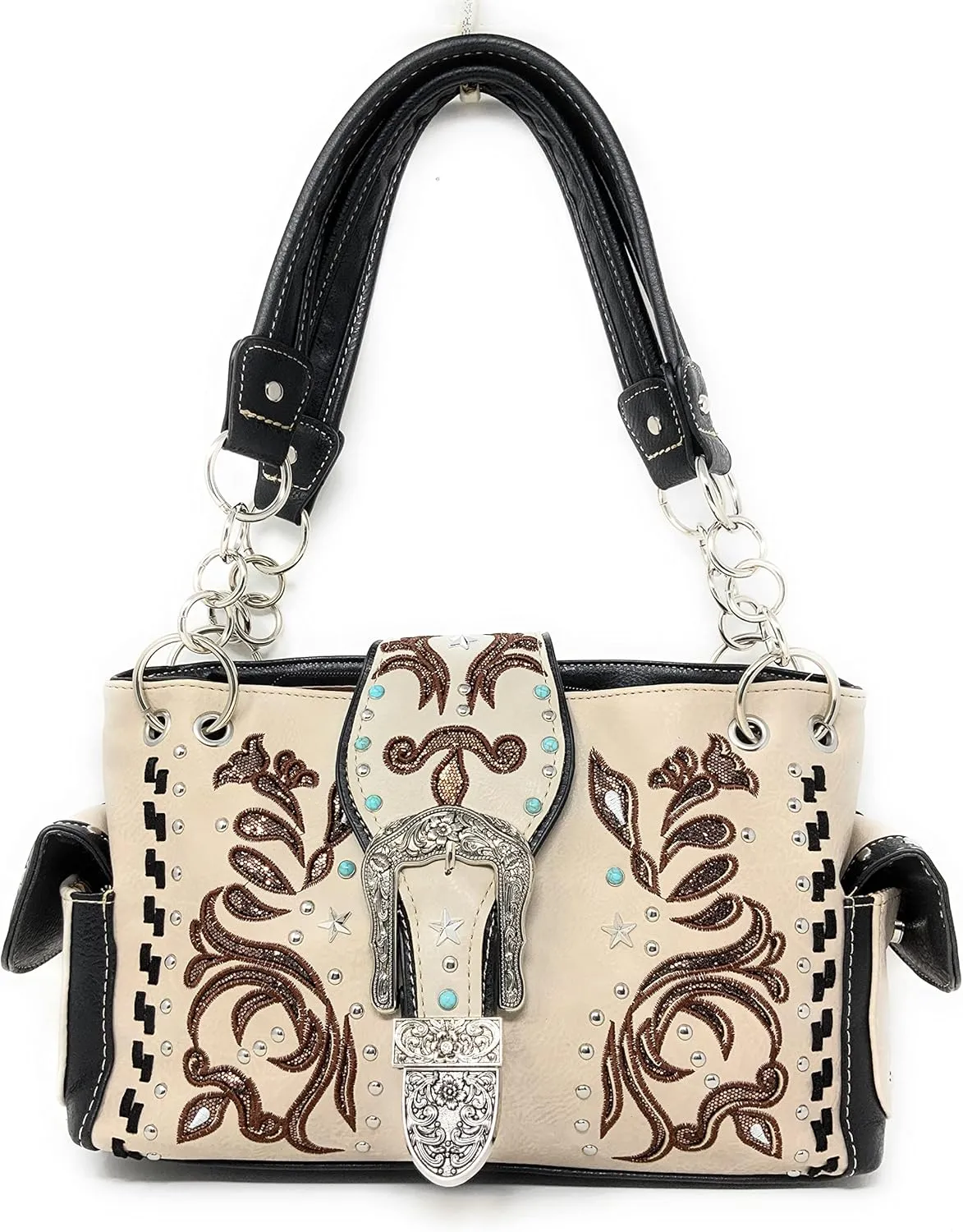 Texas West Women's Buckle Embroidery Shoulder Handbag Wallet in Multi-Color