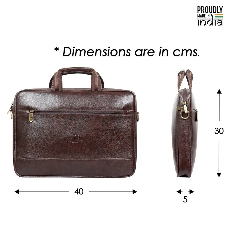 THE CLOWNFISH Unisex Biz Faux Leather 14 Inch Laptop Messenger Bag Briefcase (Dark Brown)