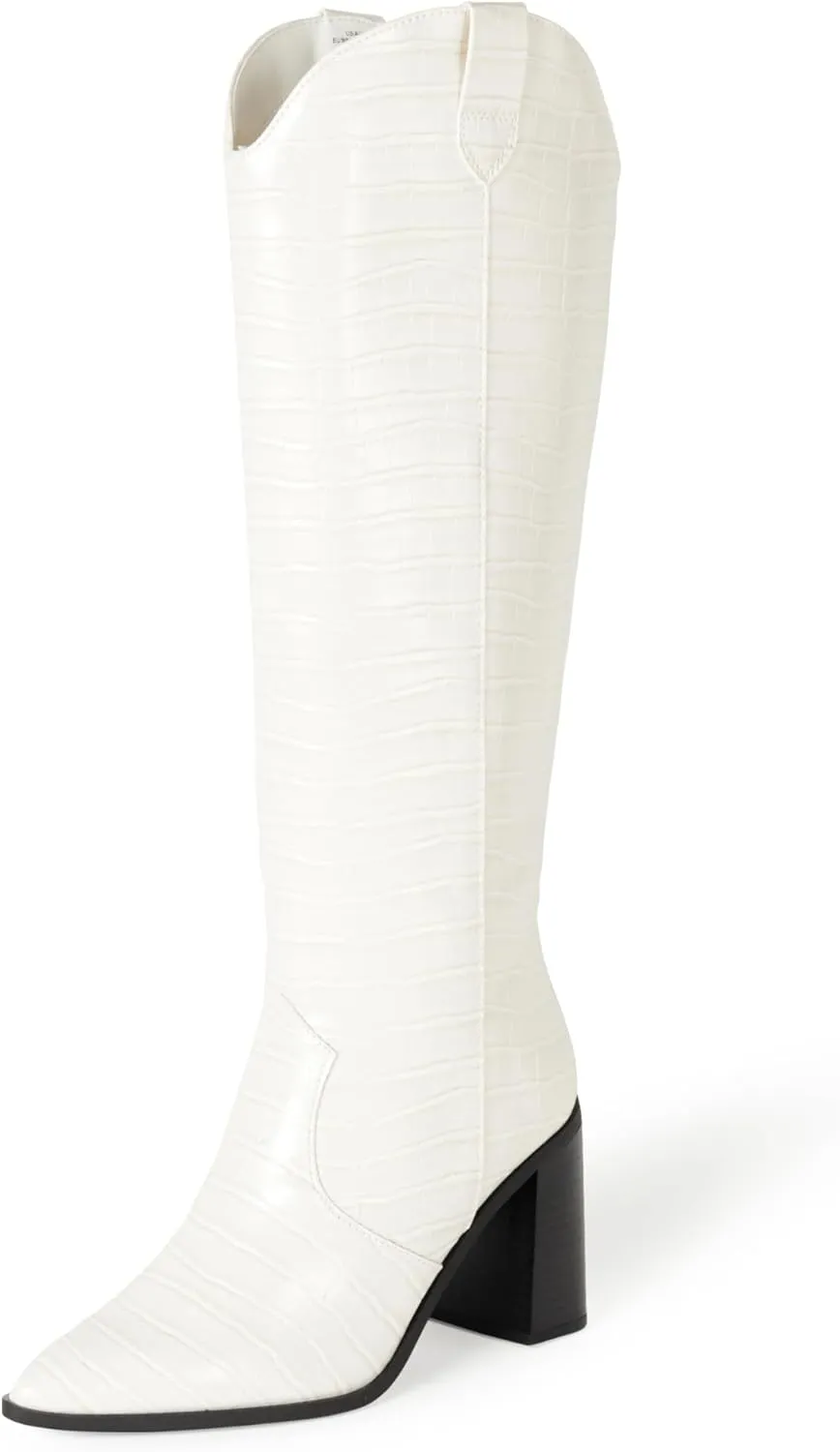 The Drop Women's Cassandra Knee-high Western Boot Overknee