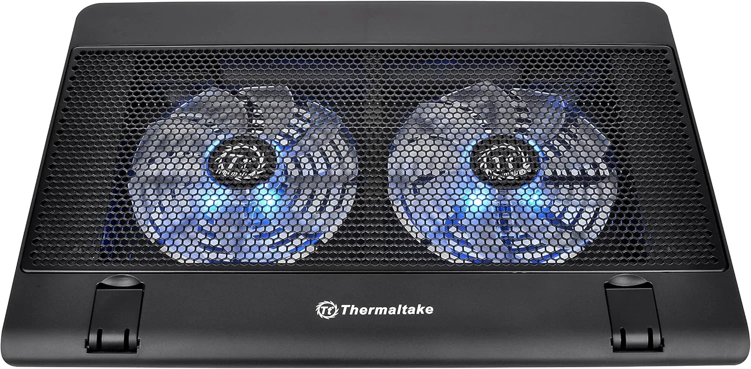 Thermaltake Massive 14 Steel Mesh Panel Dual 140mm Blue LED Fan Adjustable Speed Control 10"-17" Laptop Notebook Cooling Pad CL-N001-PL14BU-A,Black