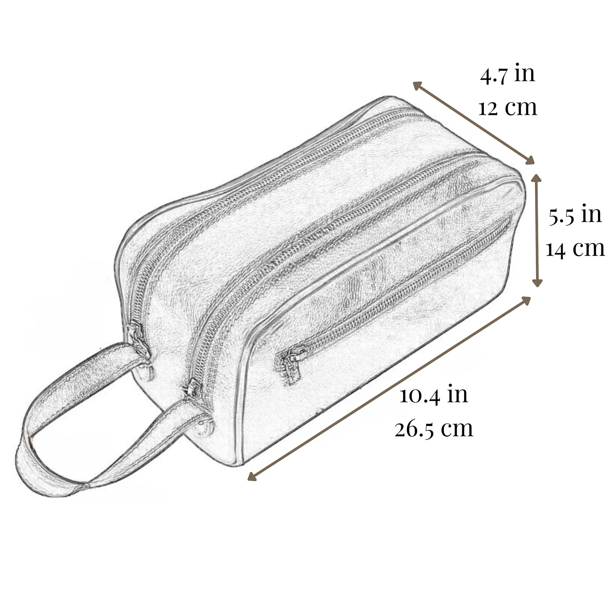 Time Resistance Leather Cosmetic Bag - Italian Toiletry Dopp Kit (Black)