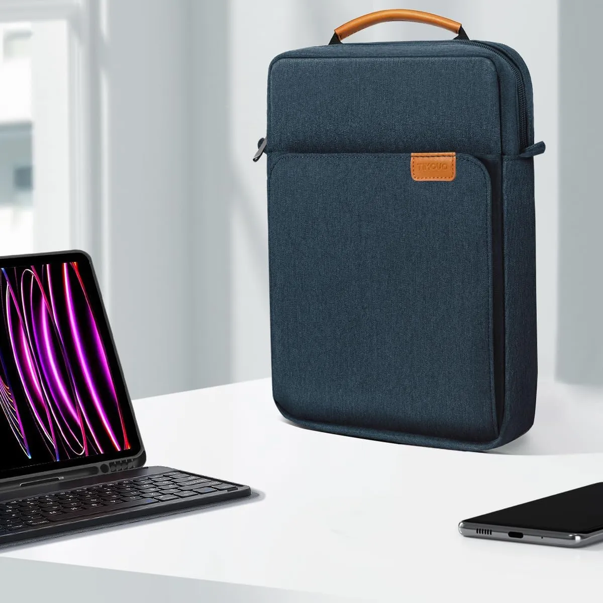 TiMOVO 13 Inch Tablet Sleeve Handbag with Shoulder Strap for iPad Air 13" M3 2025, iPad Pro 13", iPad Pro 12.9", Galaxy Tab S9 /S9 Plus/S10 /S10 Plus/S9 FE /S9 FE Plus 12.4", Indigo