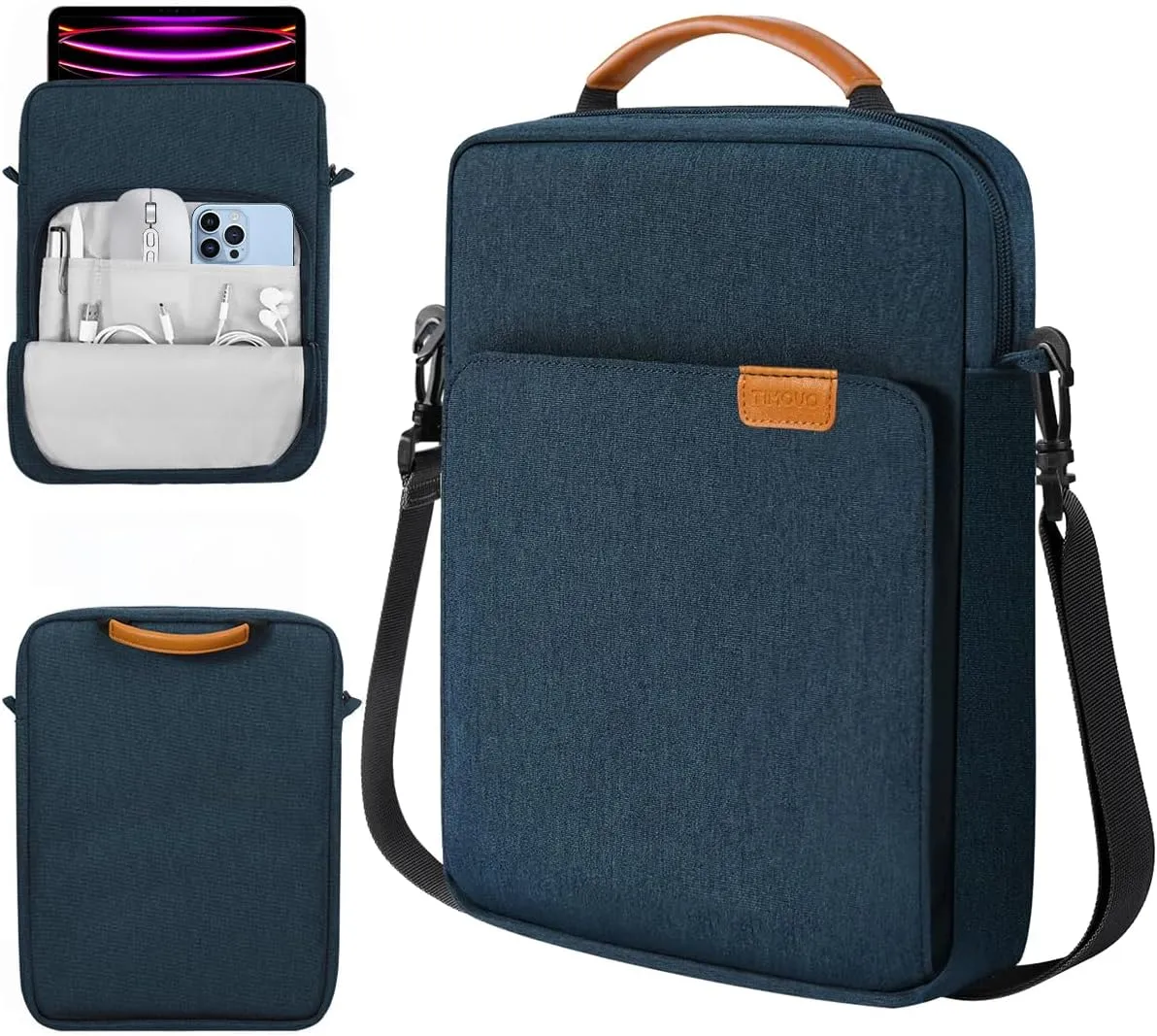 TiMOVO 13 Inch Tablet Sleeve Handbag with Shoulder Strap for iPad Air 13" M3 2025, iPad Pro 13", iPad Pro 12.9", Galaxy Tab S9 /S9 Plus/S10 /S10 Plus/S9 FE /S9 FE Plus 12.4", Indigo