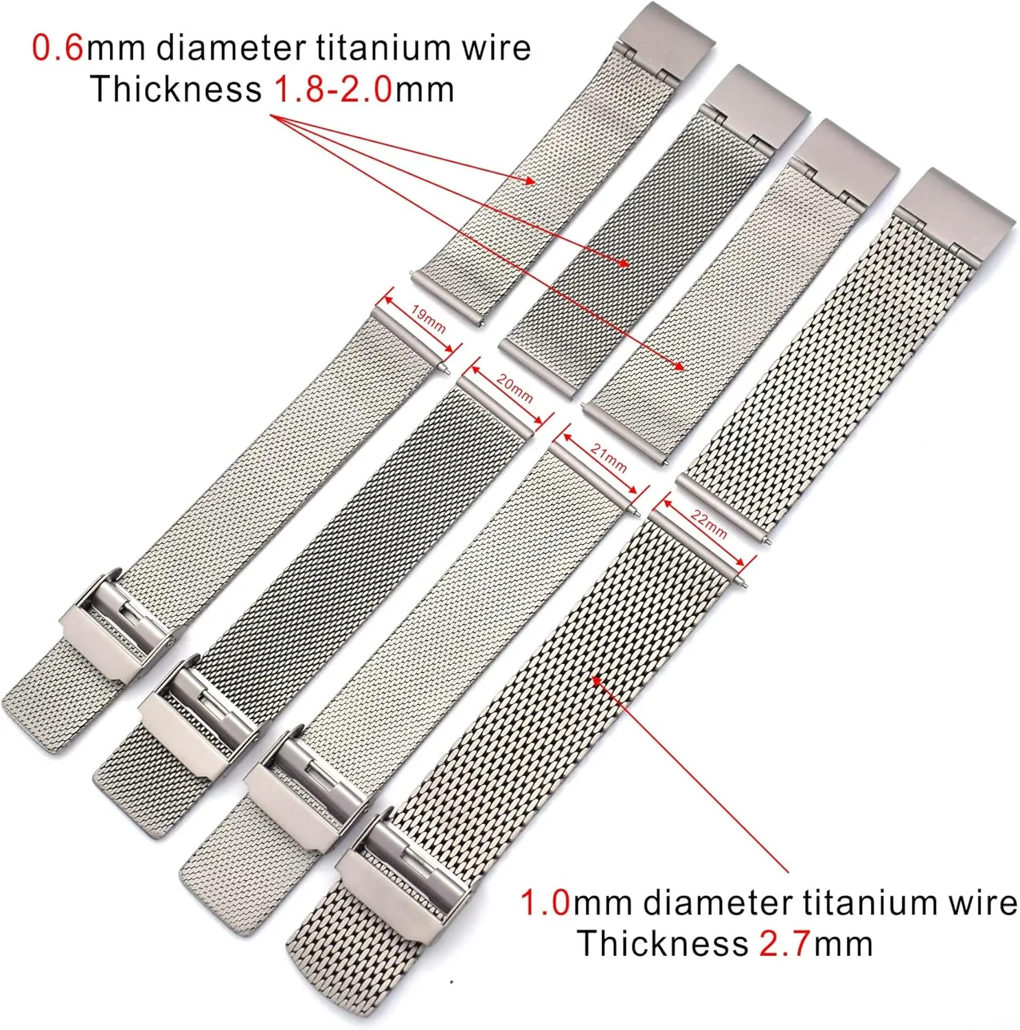 Titanium Mesh Watch Band for Mens Women, Mesh Watch Straps