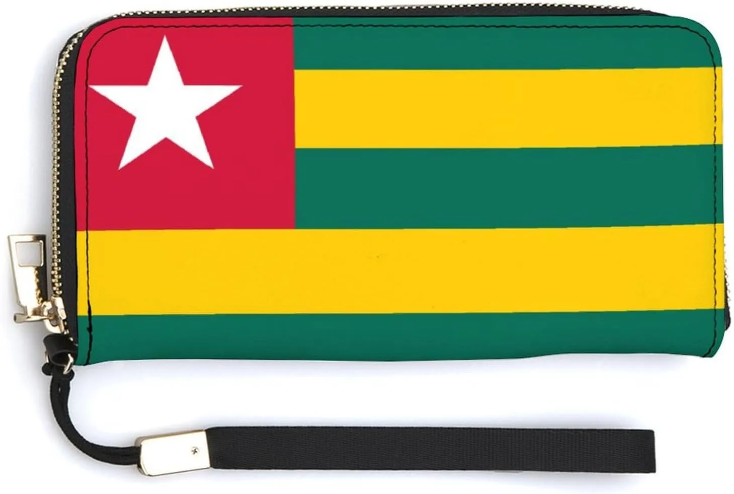 Togo Flag Wallet Long Zipper Purse with Removable Wristlet Women Men Stylish Travel Clutch