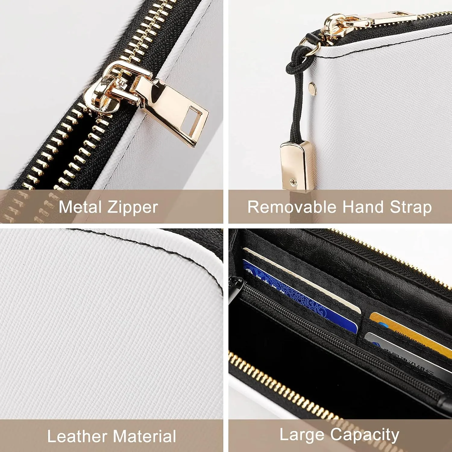 Togo Flag Wallet Long Zipper Purse with Removable Wristlet Women Men Stylish Travel Clutch
