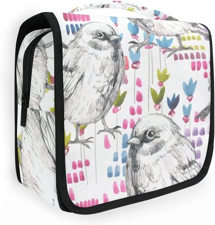 Toiletry Bag Flower and Bird Sparrow Hanging Travel Toiletry Bag Dopp Kit Shaving Bag Toiletry Organizer Makeup Cosmetic Bag For Women Men