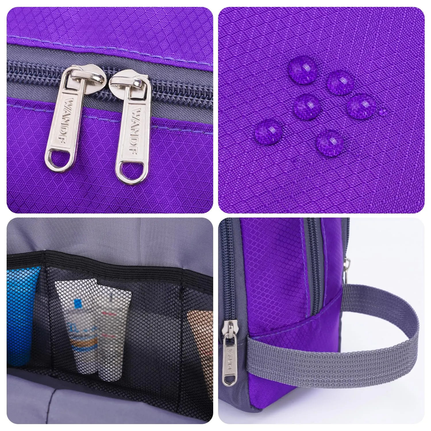 Toiletry Bag for Men Hanging Dopp Kit Water Resistant Shaving Bag Small Toiletry Bag for Traveling (Dark Purple)