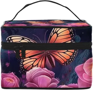 Toiletry Bag for Women Men Dopp Kit Travel Makeup Bag Make Up Organizers Cosmetic Bag Moon Flowers and Butterflies Hanging Toiletry Bag Shaving Bag with Large Capacity for Travel