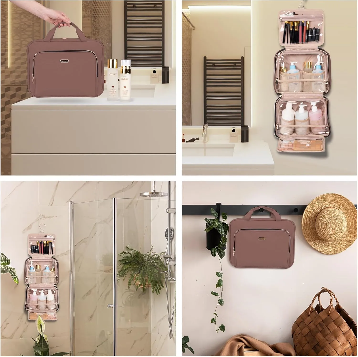 Toiletry Bag with Hanging Hook, Portable Makeup Cosmetic Bags, Space-efficient, Collapsible Moving, making it more suitable for Travel