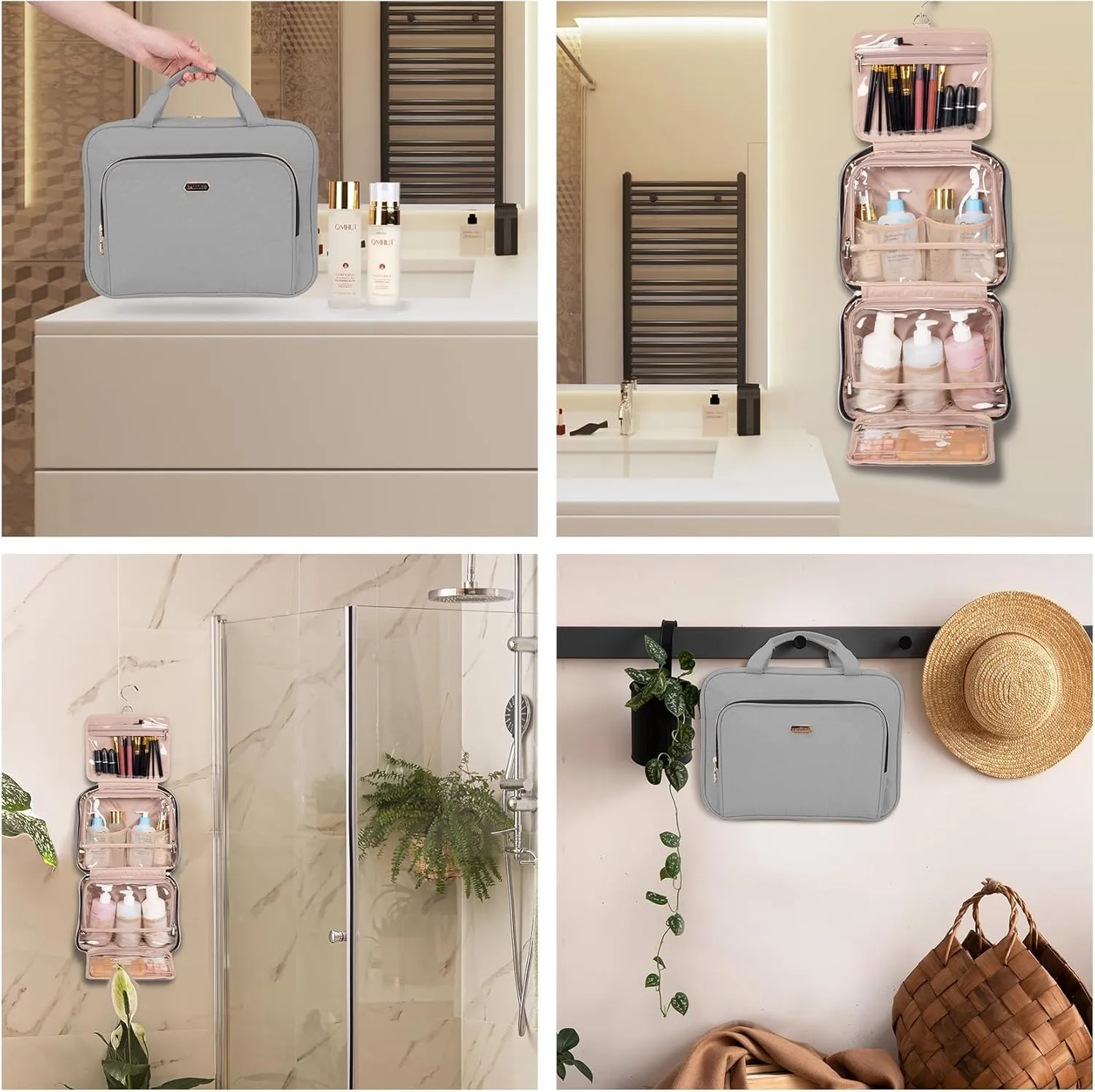 Toiletry Bag with Hanging Hook, Portable Makeup Cosmetic Bags, Space-efficient, Collapsible Moving, making it more suitable for Travel