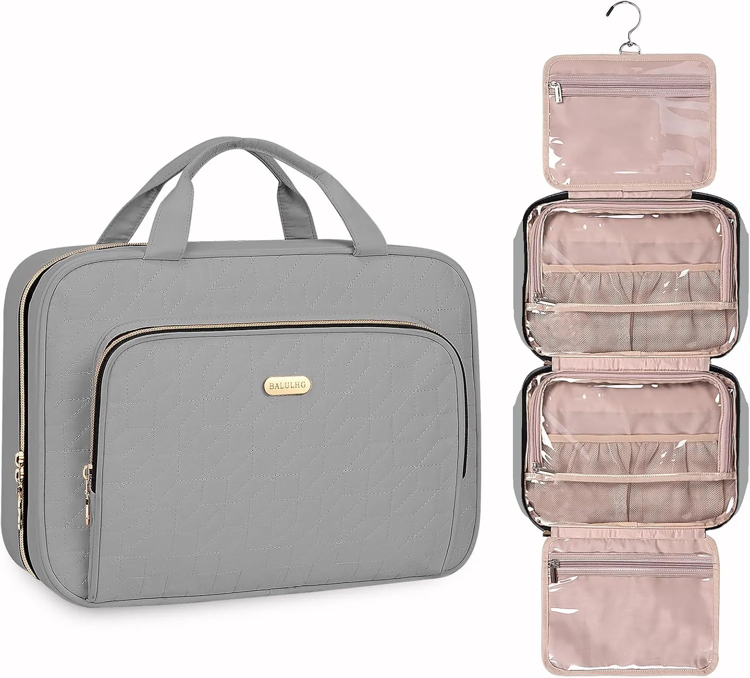 Toiletry Bag with Hanging Hook, Portable Makeup Cosmetic Bags, Space-efficient, Collapsible Moving, making it more suitable for Travel