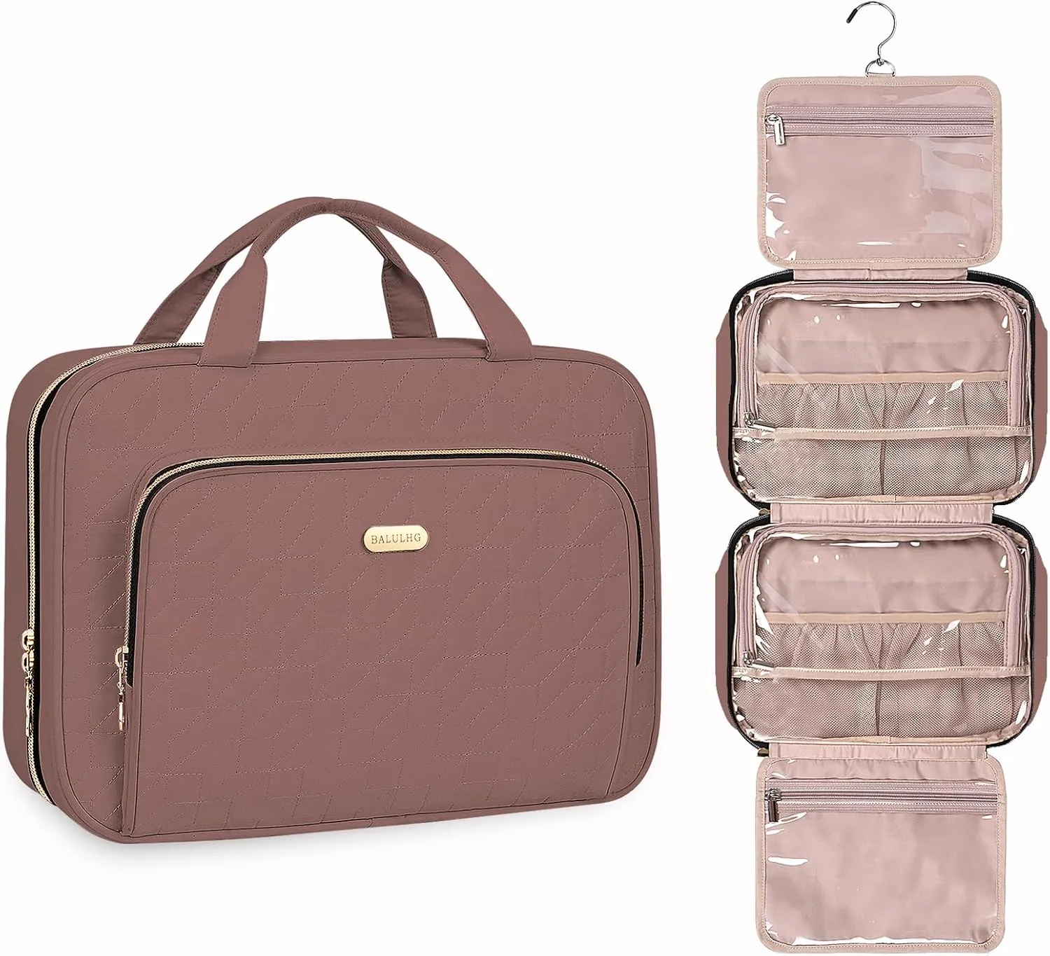 Toiletry Bag with Hanging Hook, Portable Makeup Cosmetic Bags, Space-efficient, Collapsible Moving, making it more suitable for Travel