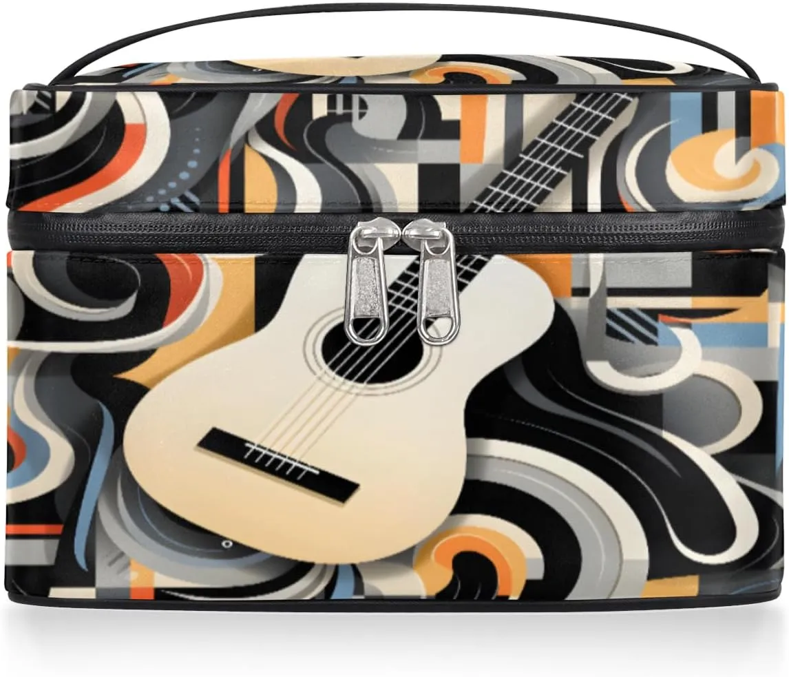 Toiletry Bags Guitar Large Capacity Travel Makeup Organizer Case, Portable Toiletry Bag for Women Makeup Brush Bag Storage Bag