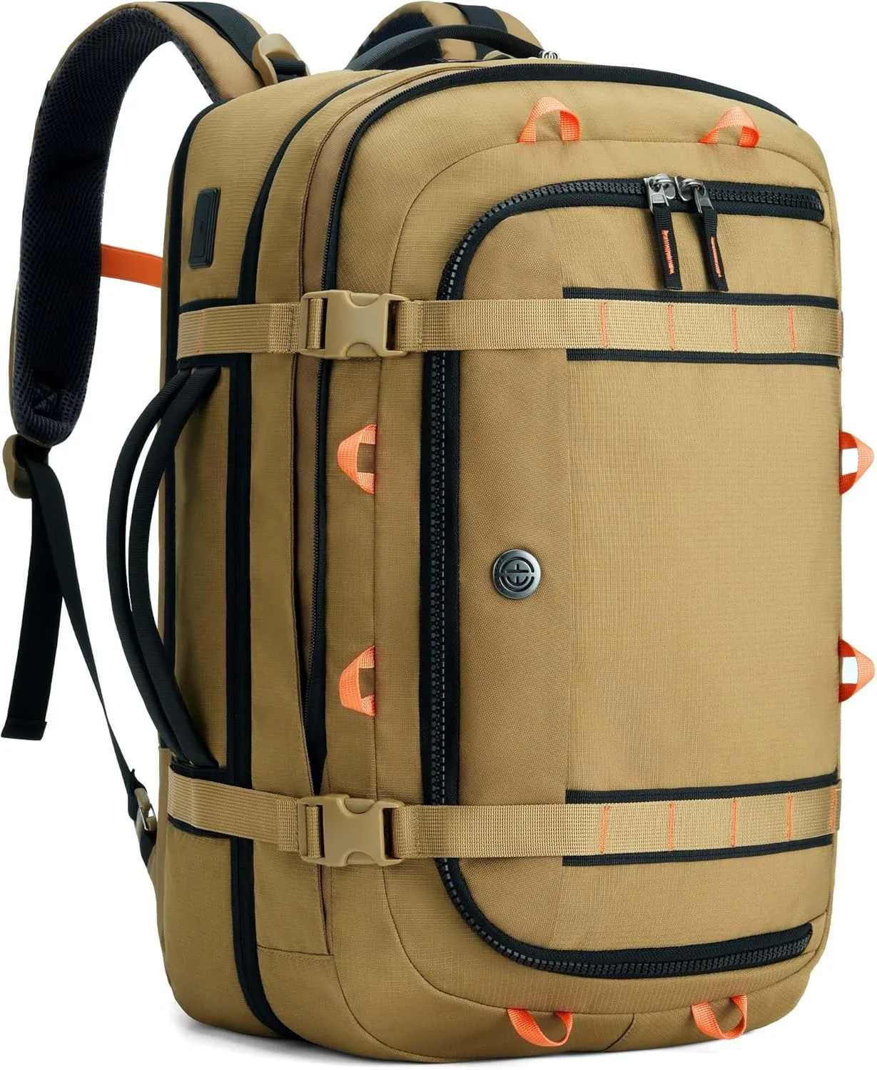 Tolaccea Travel Laptop Backpack, TSA Flight Approved Carry On Travel Duffel Backpack, Dual Laptop Storage for 17.3" and 15.6" Laptop, Large Luggage Backpack 45-50L Expandable for Men Women (Khaki)