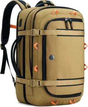 Tolaccea Travel Laptop Backpack, TSA Flight Approved Carry On Travel Duffel Backpack, Dual Laptop Storage for 17.3" and 15.6" Laptop, Large Luggage Backpack 45-50L Expandable for Men Women (Khaki)