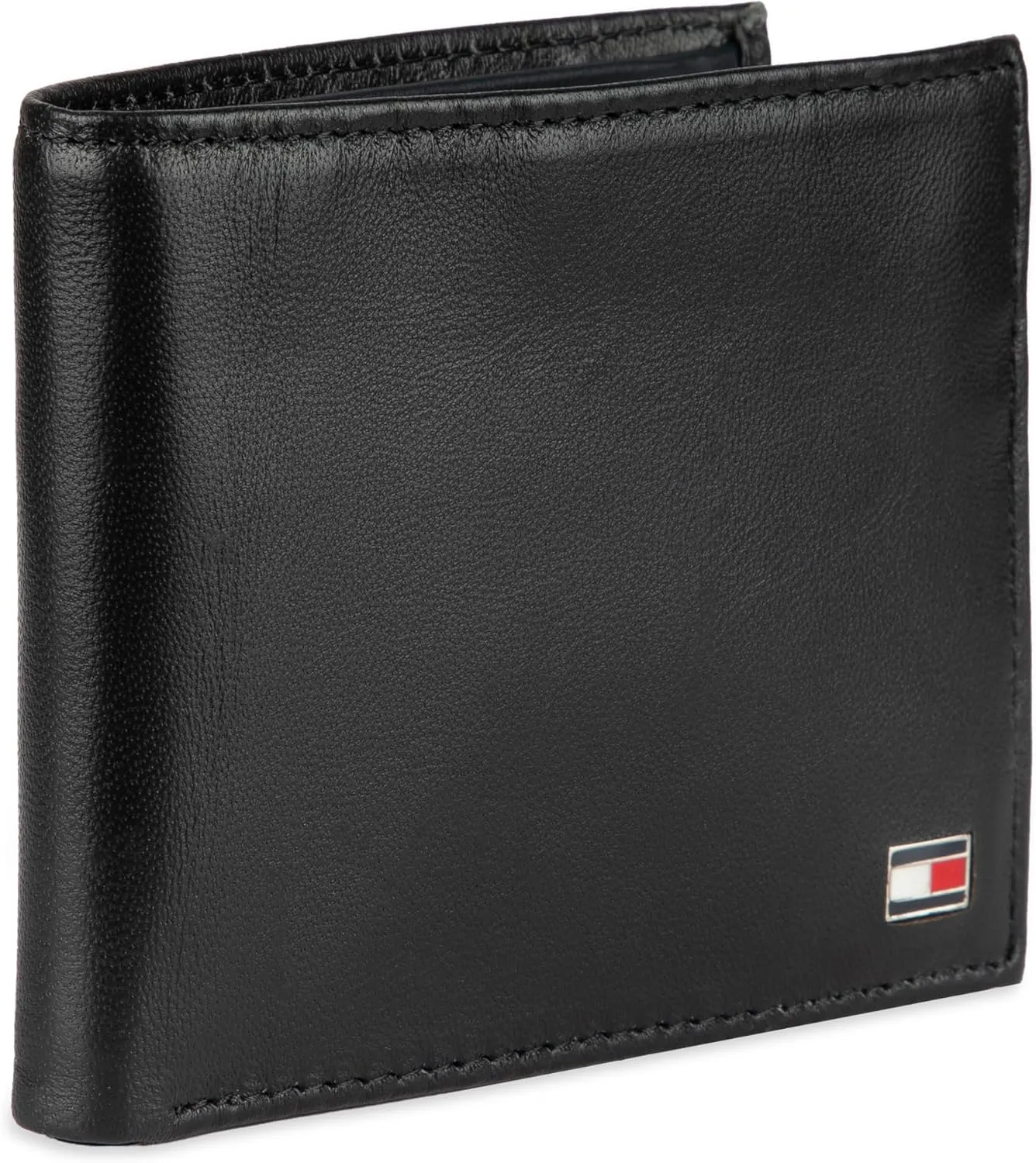 Tommy Hilfiger Men's Classic Logo Style Passcase Bifold Wallet with Multiple Card Slots and ID Window