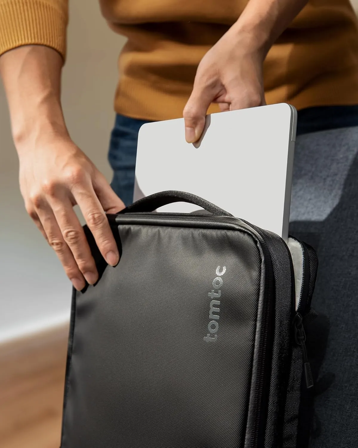 tomtoc 360 Protective Laptop Shoulder Bag for 13-14 Inch MacBook Air/Pro M4/M3/M2/M1, 13-inch iPad Pro M4/iPad Air, 13-13.8 Inch Surface Pro/Laptop, Copilot  PC, Cordura Ballistic Nylon