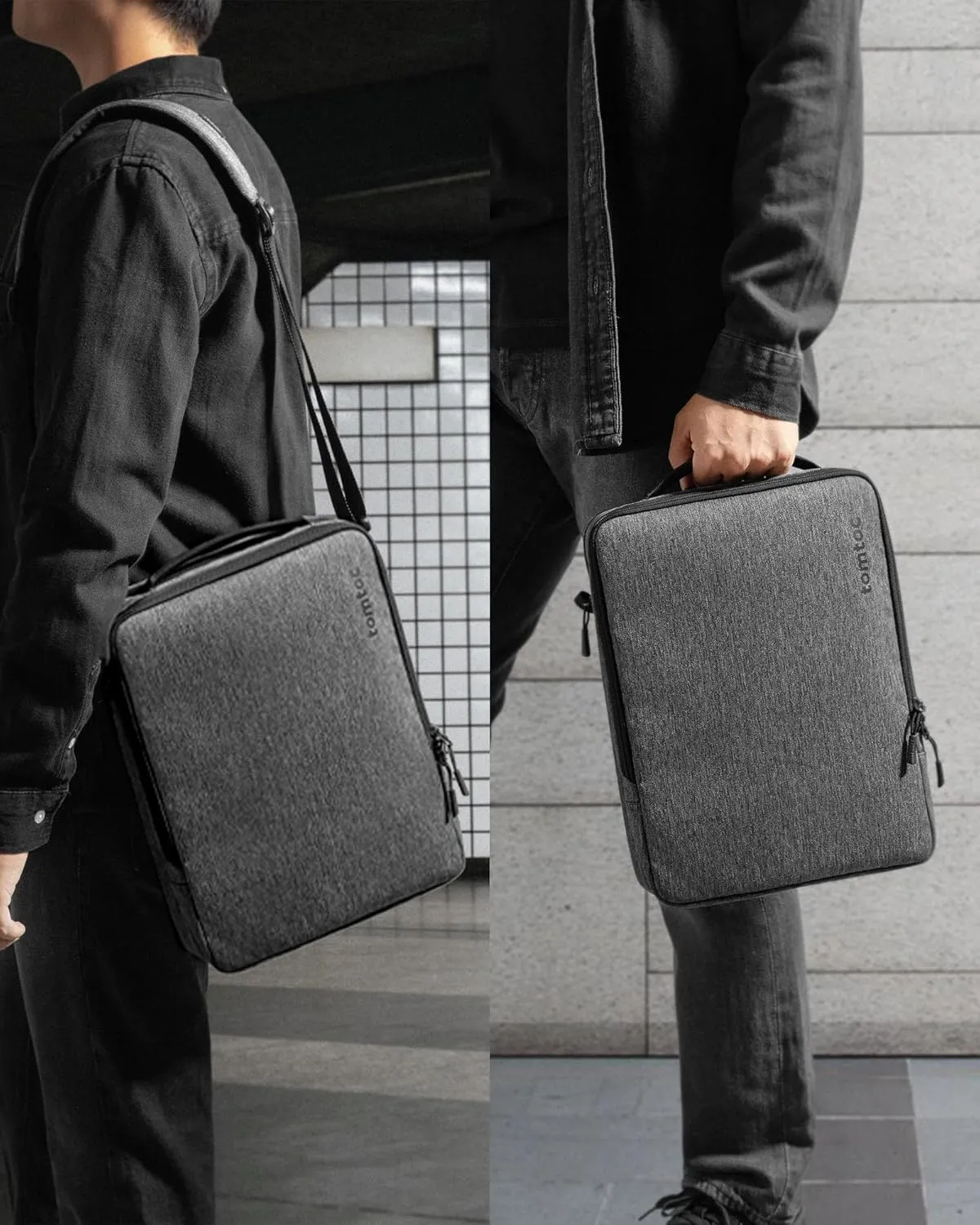 tomtoc 360 Protective Laptop Shoulder Bag for 16-inch MacBook Pro M4/M3/M2/M1 Pro/Max A3403 A3186 A2991 A2780 2024-2019, 15-inch MacBook Air M3/M2, Water-resistant Laptop Case for Dell XPS 15