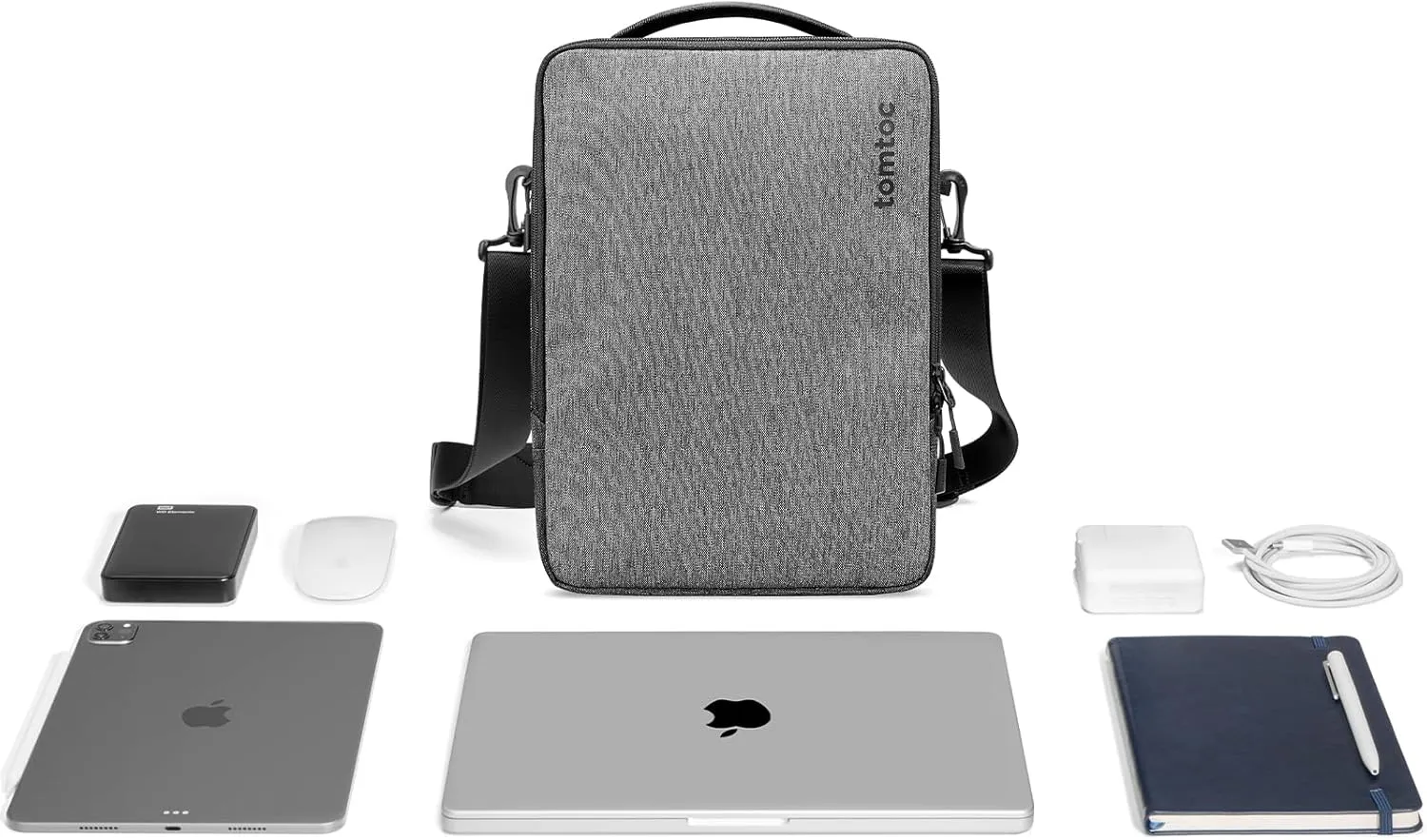 tomtoc 360 Protective Laptop Shoulder Bag for 16-inch MacBook Pro M4/M3/M2/M1 Pro/Max A3403 A3186 A2991 A2780 2024-2019, 15-inch MacBook Air M3/M2, Water-resistant Laptop Case for Dell XPS 15